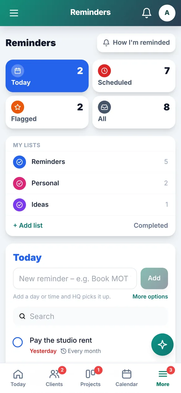 Reminders on a phone